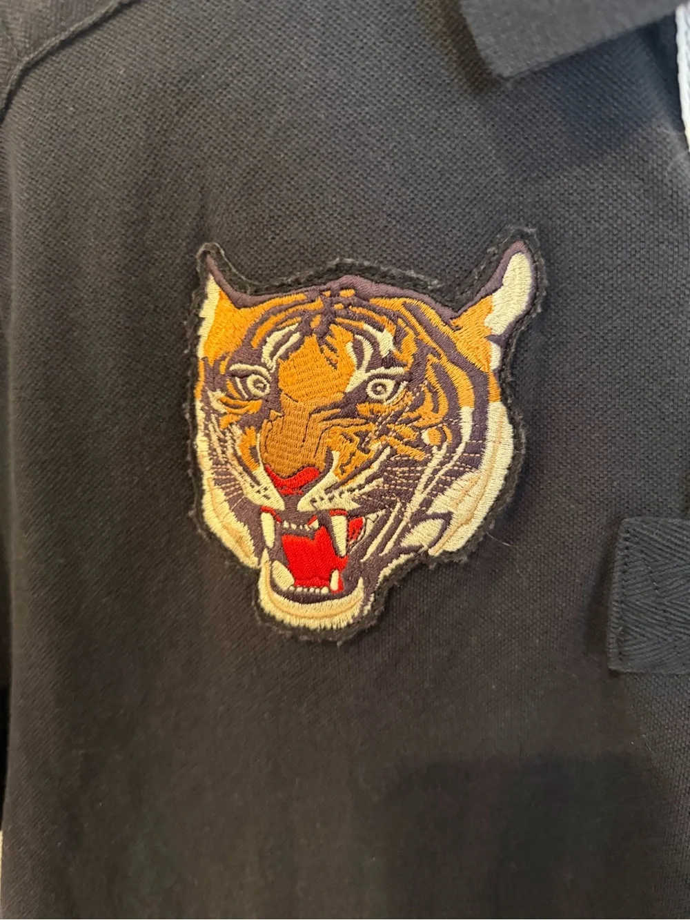 Ralph Lauren Black Polo with Tiger Patch and Red Trim